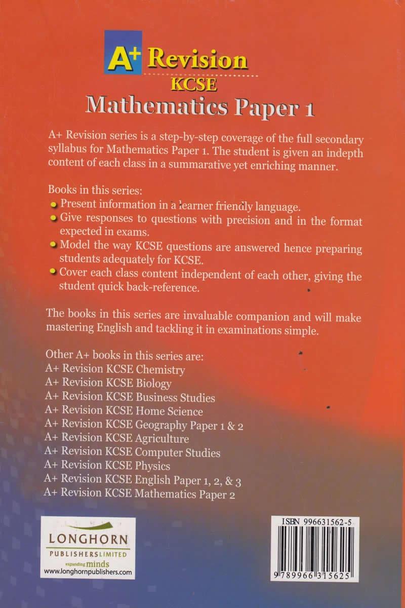 A+ Revision KCSE Mathematics paper 1
